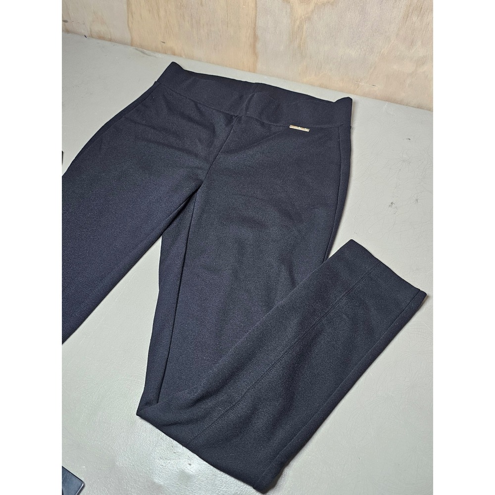 Michael Michael‎ Kors Women Black Pull On Leggings Gold Logo Plaque Size S